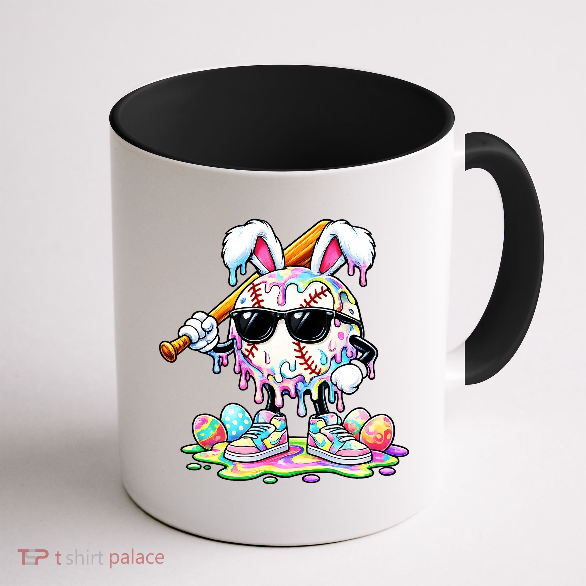 Cool Baseball Drip Bunny Rabbit Easter Coffee Mug