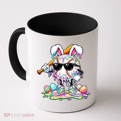 Cool Baseball Drip Bunny Rabbit Easter Coffee Mug