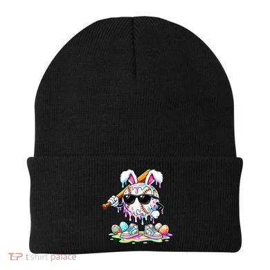 Cool Baseball Drip Bunny Rabbit Easter Beanie