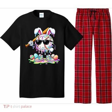 Cool Baseball Drip Bunny Rabbit Easter Pajama Set