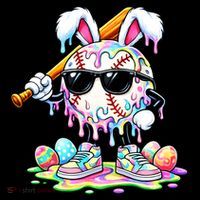 Cool Baseball Drip Bunny Rabbit Easter Pajama Set thumb 2
