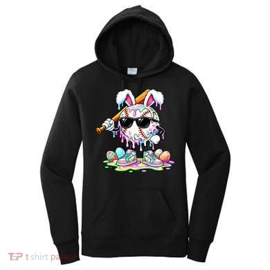 Cool Baseball Drip Bunny Rabbit Easter Women's Hoodie