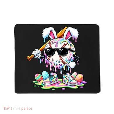 Cool Baseball Drip Bunny Rabbit Easter Mousepad