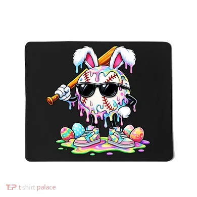 Cool Baseball Drip Bunny Rabbit Easter Mousepad