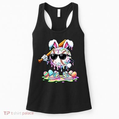 Cool Baseball Drip Bunny Rabbit Easter Women's Tank Top
