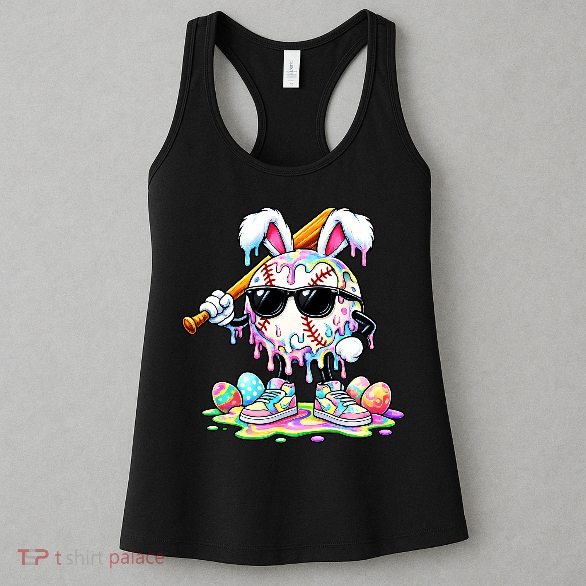 Cool Baseball Drip Bunny Rabbit Easter Women's Tank Top