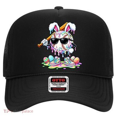 Cool Baseball Drip Bunny Rabbit Easter Hat