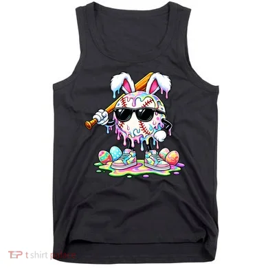 Cool Baseball Drip Bunny Rabbit Easter Tank Top