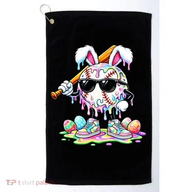 Cool Baseball Drip Bunny Rabbit Easter Golf Towel