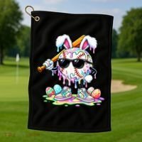 Cool Baseball Drip Bunny Rabbit Easter Golf Towel thumb 1