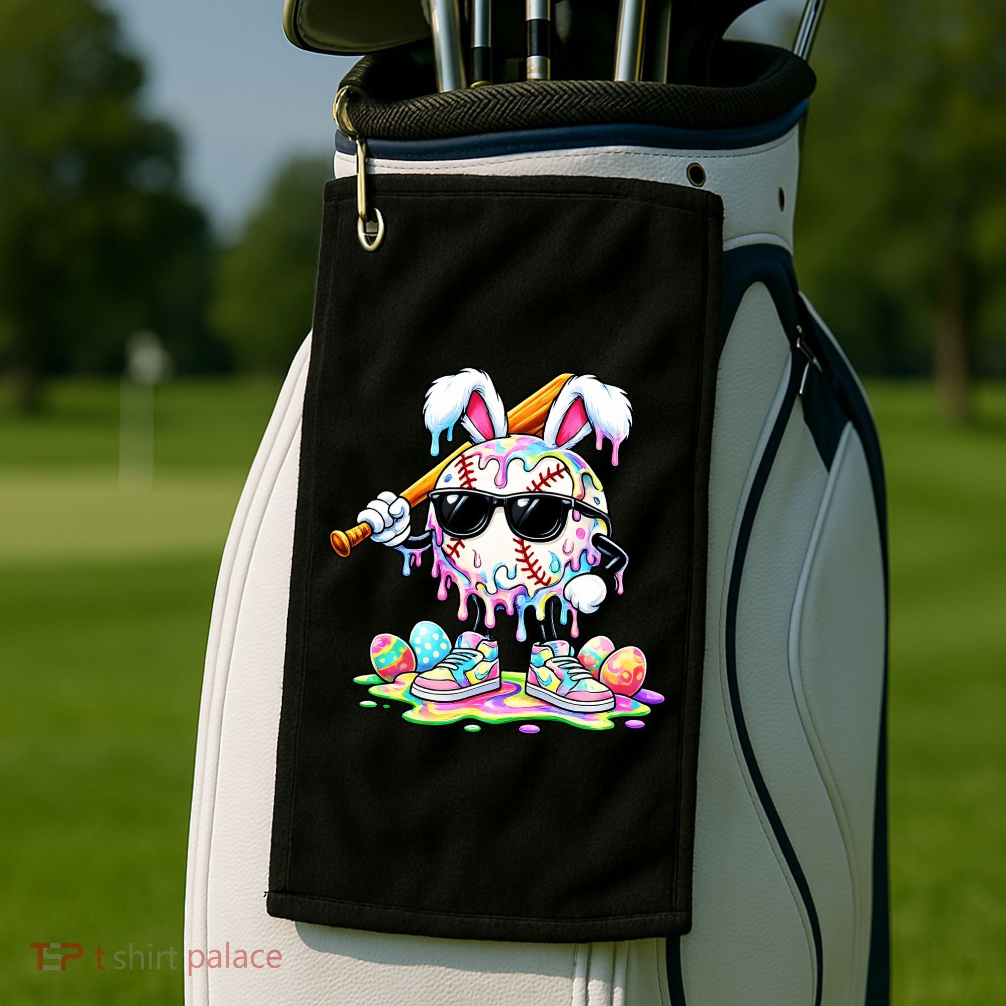 Cool Baseball Drip Bunny Rabbit Easter Golf Towel