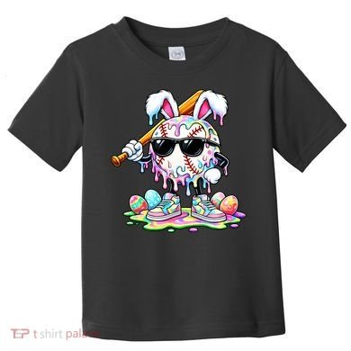 Cool Baseball Drip Bunny Rabbit Easter Toddler T-Shirt