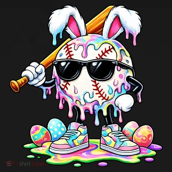 Cool Baseball Drip Bunny Rabbit Easter Visor