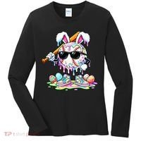 Cool Baseball Drip Bunny Rabbit Easter Women's Long Sleeve Shirt thumb 0
