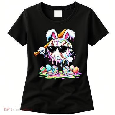 Cool Baseball Drip Bunny Rabbit Easter Women's T-Shirt