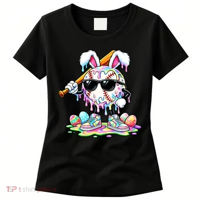 Cool Baseball Drip Bunny Rabbit Easter Women's T-Shirt