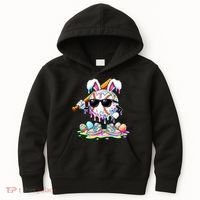 Cool Baseball Drip Bunny Rabbit Easter Kids Hoodie thumb 0