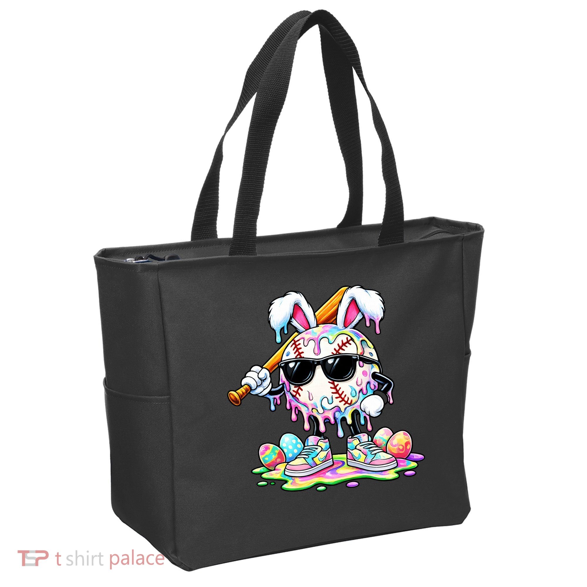 Cool Baseball Drip Bunny Rabbit Easter Tote Bag