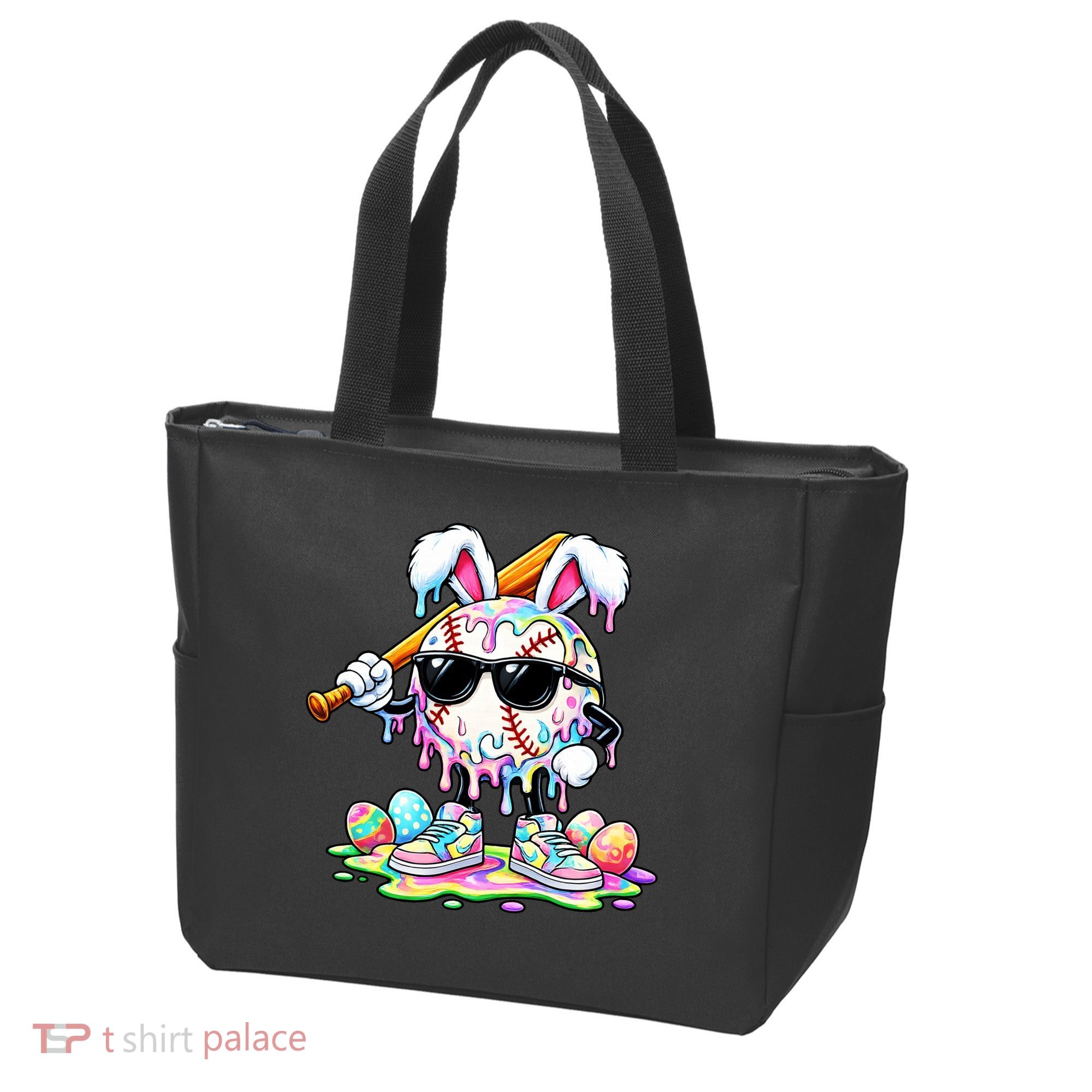 Cool Baseball Drip Bunny Rabbit Easter Tote Bag