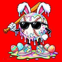 Cool Baseball Drip Bunny Rabbit Easter Santa Hat thumb 1
