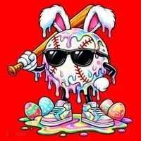 Cool Baseball Drip Bunny Rabbit Easter Santa Hat thumb 1