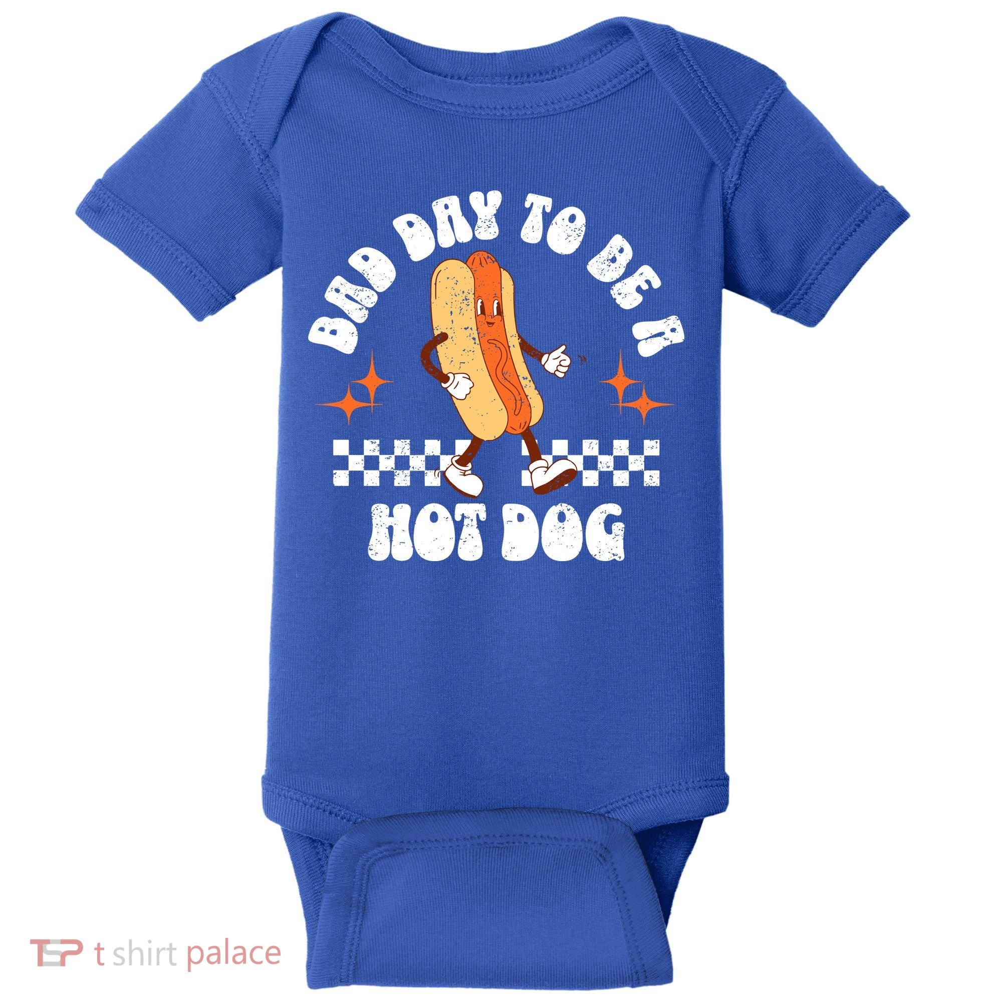 Checkered Bad Day To Be A Hot Dog 4th Of July Baby Bodysuit