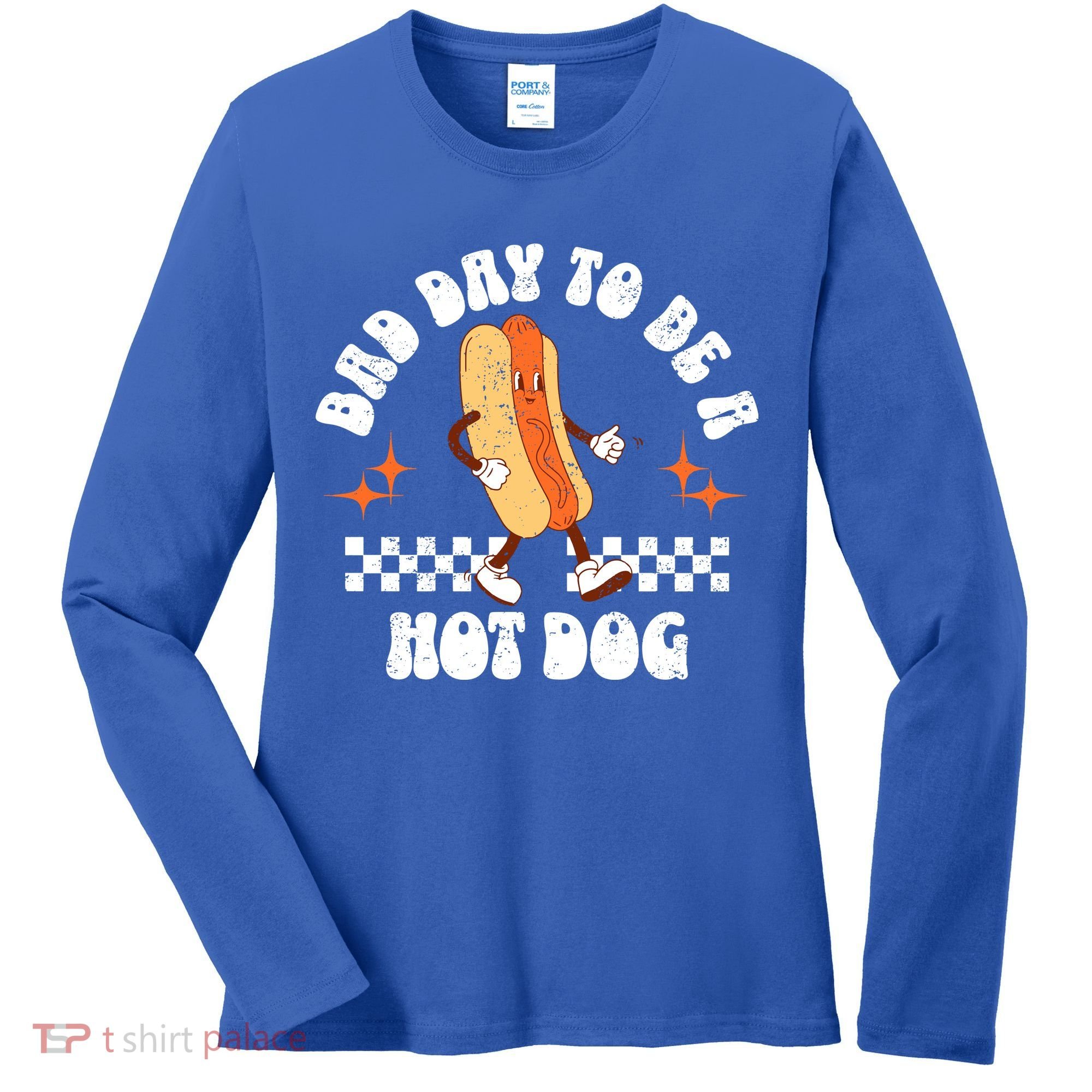 Checkered Bad Day To Be A Hot Dog 4th Of July Women's Long Sleeve Shirt
