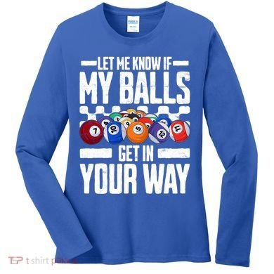 Cool Billiards Design Funny Billiard Pool Player Gift Women's Long Sleeve Shirt