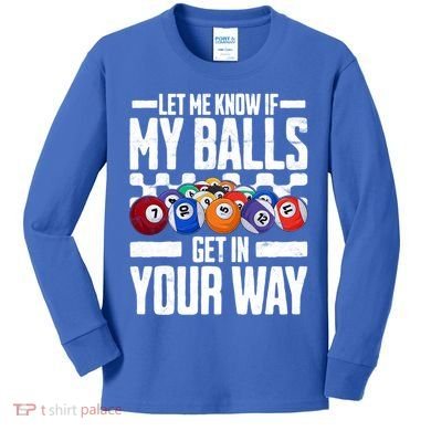 Cool Billiards Design Funny Billiard Pool Player Gift Kids Long Sleeve Shirt