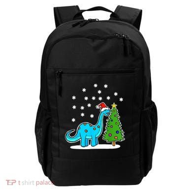 Christmas Brachiosaurus Dinosaur Eating A Christmas Tree Backpack