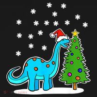 Christmas Brachiosaurus Dinosaur Eating A Christmas Tree Backpack thumb 2