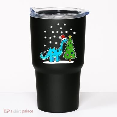 Christmas Brachiosaurus Dinosaur Eating A Christmas Tree Tumbler