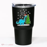 Christmas Brachiosaurus Dinosaur Eating A Christmas Tree Tumbler thumb 0