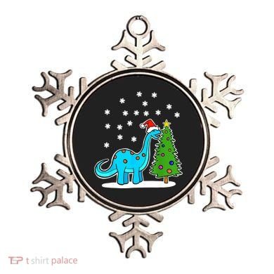 Christmas Brachiosaurus Dinosaur Eating A Christmas Tree Ornament