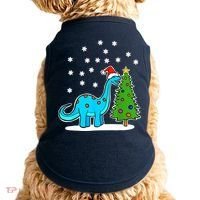 Christmas Brachiosaurus Dinosaur Eating A Christmas Tree Doggie Tank thumb 0