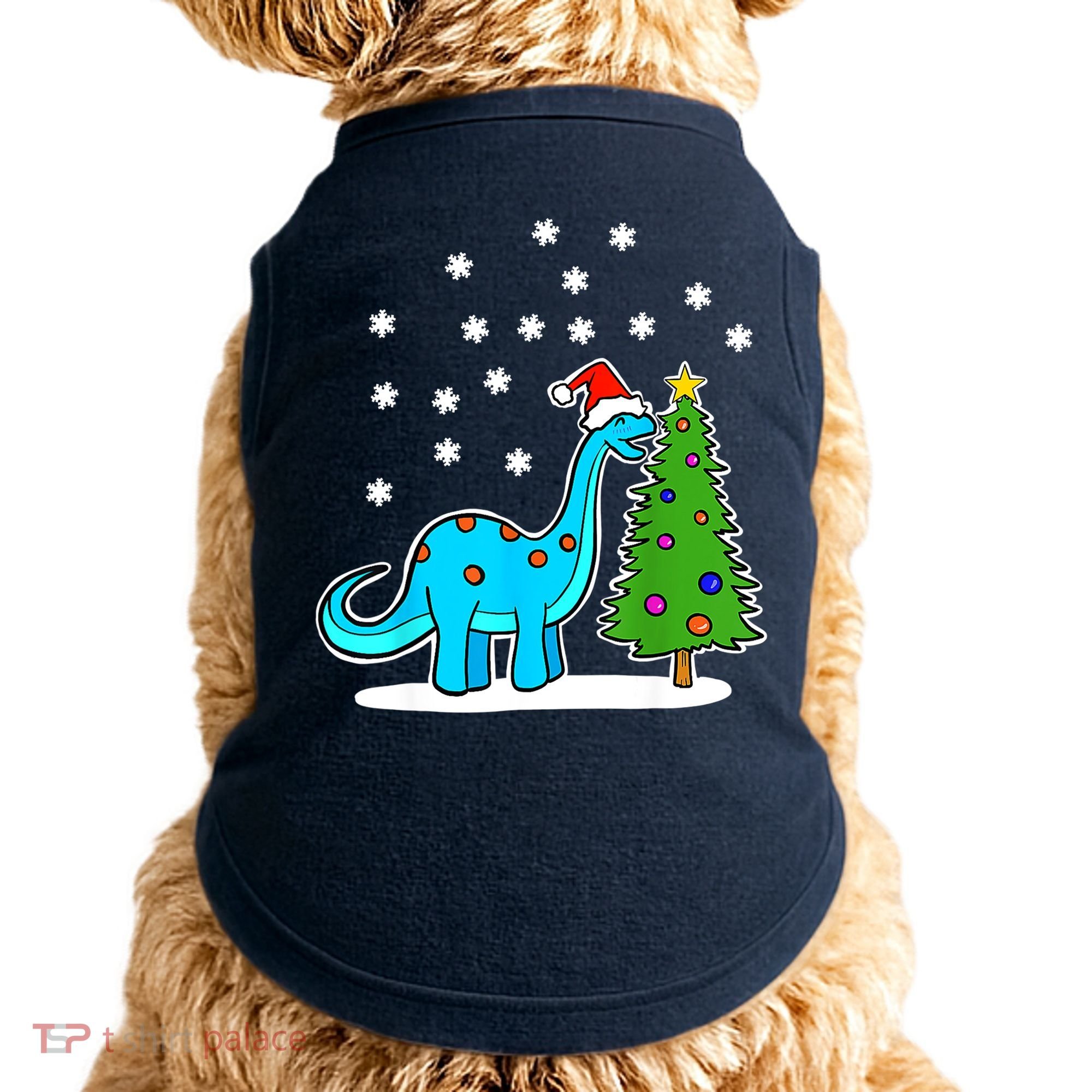 Christmas Brachiosaurus Dinosaur Eating A Christmas Tree Doggie Tank