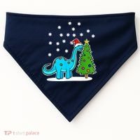 Christmas Brachiosaurus Dinosaur Eating A Christmas Tree USA-Made Doggie Bandana thumb 0