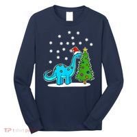 Christmas Brachiosaurus Dinosaur Eating A Christmas Tree Long Sleeve Shirt thumb 0