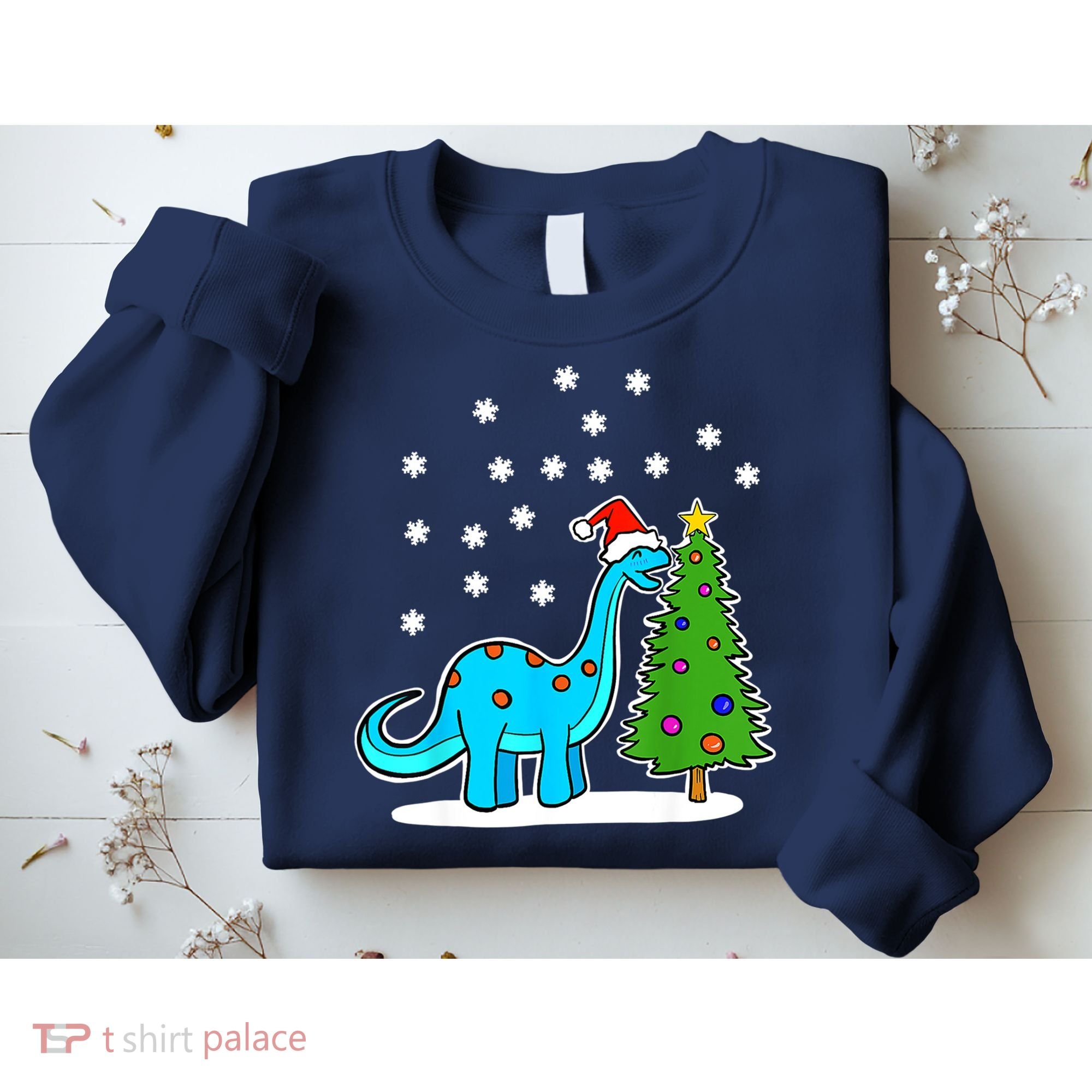 Christmas Brachiosaurus Dinosaur Eating A Christmas Tree Sweatshirt