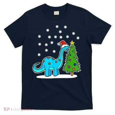 Christmas Brachiosaurus Dinosaur Eating A Christmas Tree T-Shirt