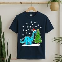 Christmas Brachiosaurus Dinosaur Eating A Christmas Tree T-Shirt thumb 2