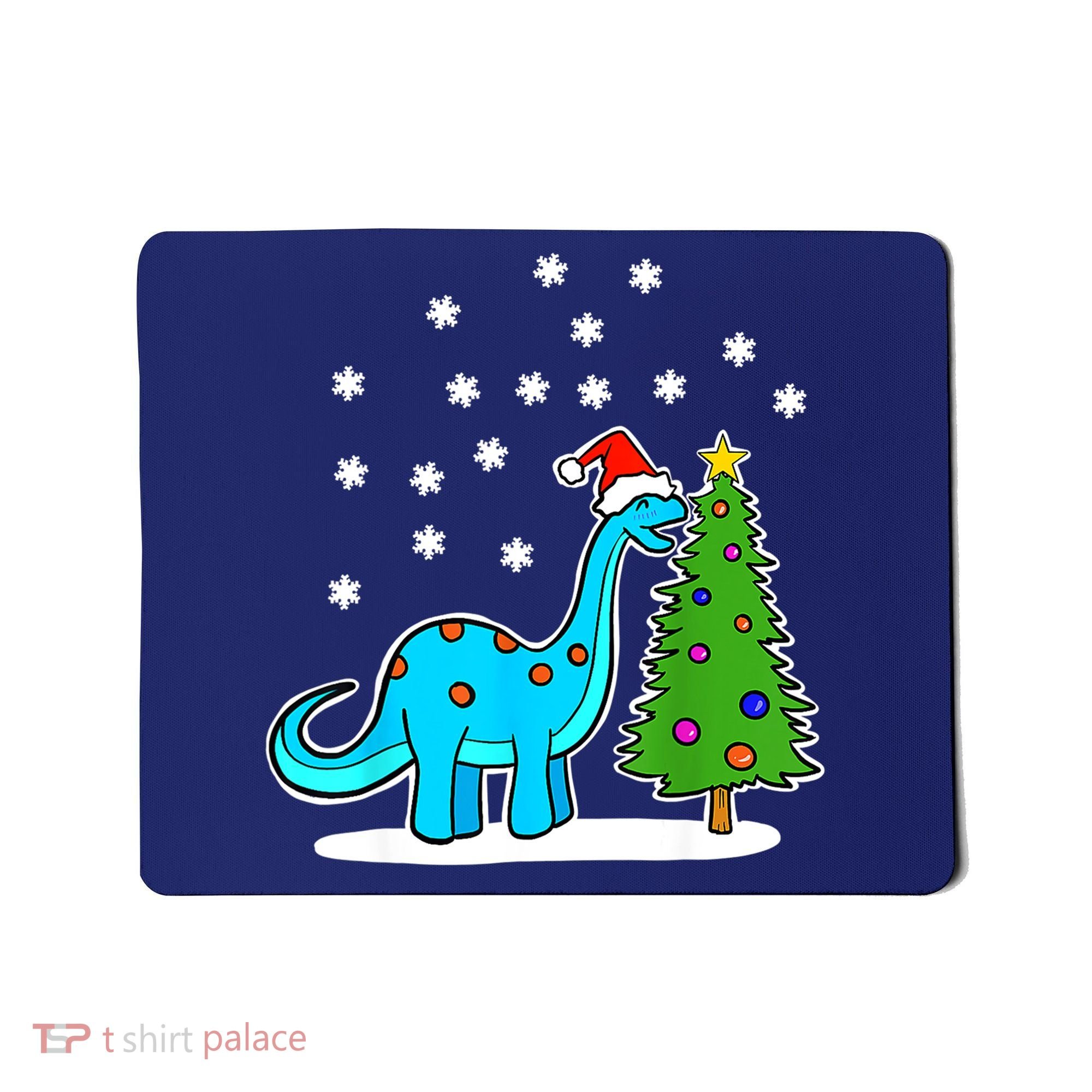 Christmas Brachiosaurus Dinosaur Eating A Christmas Tree Mousepad