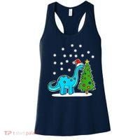 Christmas Brachiosaurus Dinosaur Eating A Christmas Tree Women's Tank Top thumb 0