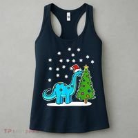 Christmas Brachiosaurus Dinosaur Eating A Christmas Tree Women's Tank Top thumb 3