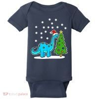 Christmas Brachiosaurus Dinosaur Eating A Christmas Tree Baby Bodysuit thumb 0