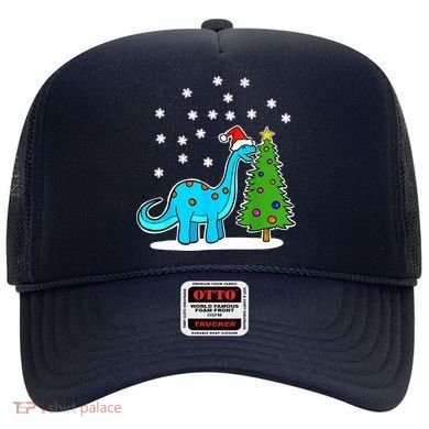 Christmas Brachiosaurus Dinosaur Eating A Christmas Tree Hat