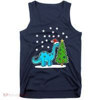Christmas Brachiosaurus Dinosaur Eating A Christmas Tree Tank Top thumb 0