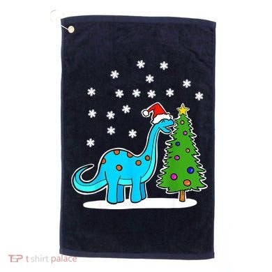 Christmas Brachiosaurus Dinosaur Eating A Christmas Tree Golf Towel