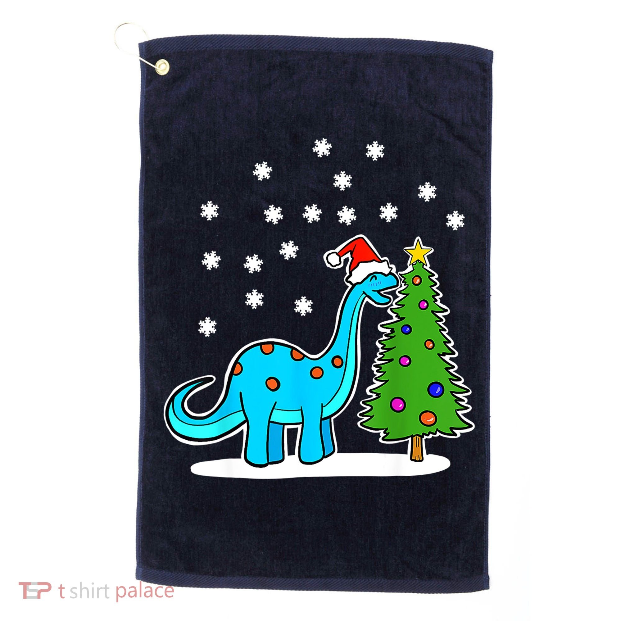 Christmas Brachiosaurus Dinosaur Eating A Christmas Tree Golf Towel