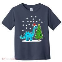 Christmas Brachiosaurus Dinosaur Eating A Christmas Tree Toddler T-Shirt thumb 0